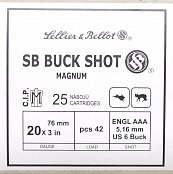 Náboj S&B 20x76 Buck Shot Mag. 5,16mm 25ks