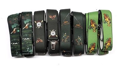 Kšandy s loveckým motivem 3,5cm niklové přezky