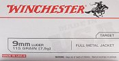 Náboj Winchester 9mm LUGER FMJ 7,5g 50ks