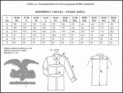 Košile LUKO 032230 dlouhý rukáv vel. 39