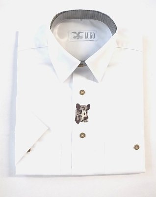 Košile LUKO 204121 bílá s výšivkou divočáka KR vel.  38