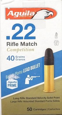 Náboj Aguila r. 22LR Rifle Match SV SP LRN 2,6g 50ks