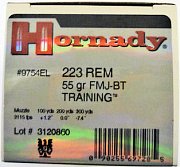 Náboj Hornady .223 Rem FMJ BT Training 55GR