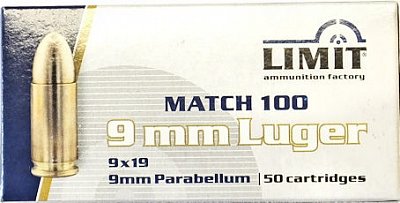 Náboj Limit 9mm Luger 8g 50 ks