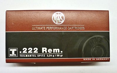 Náboj RWS .222 Rem TM 3,24g 20 ks