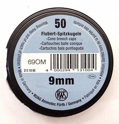 Náboj RWS 9 mm Flobert - špičatá kulka