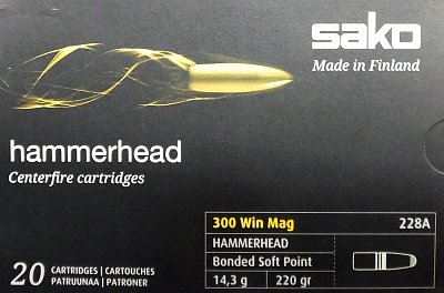 Náboj SAKO 300 Win. Mag. Hammerhead 14,3g Soft Point 20 ks