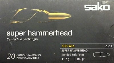 Náboj SAKO .308 Win. Super Hammerhead 11,7g 20 ks
