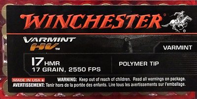 Náboj Winchester 17 HMR Varmint HV, polymer tip 50ks