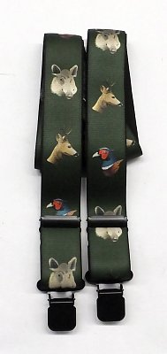 Kšandy s motivem srnec, divočák, bažant 4cm černé přezky