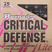 Náboj Hornady 9mm Luger Critical Defense LITE FTX 100gr. 25ks