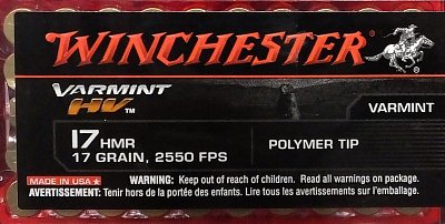 Náboj Winchester 17 HMR Varmint HV, polymer tip 50ks