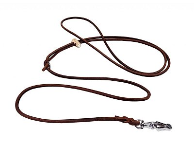 Vodítko B&F vypouštěcí z kulaté kůže 8mmx160cm hnědé